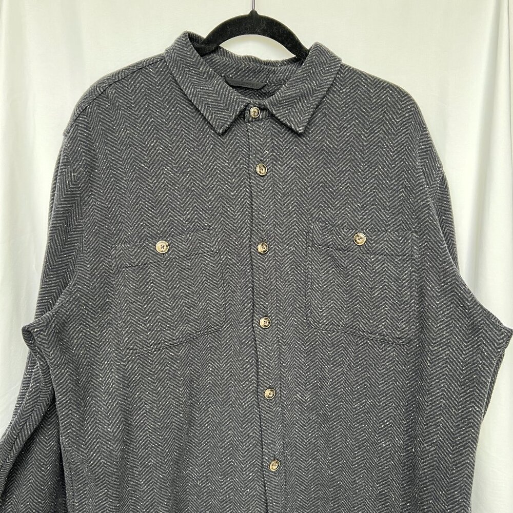 Marine Layer Pacifica Stretch Twill Shirt Dark Herringbone - EUC